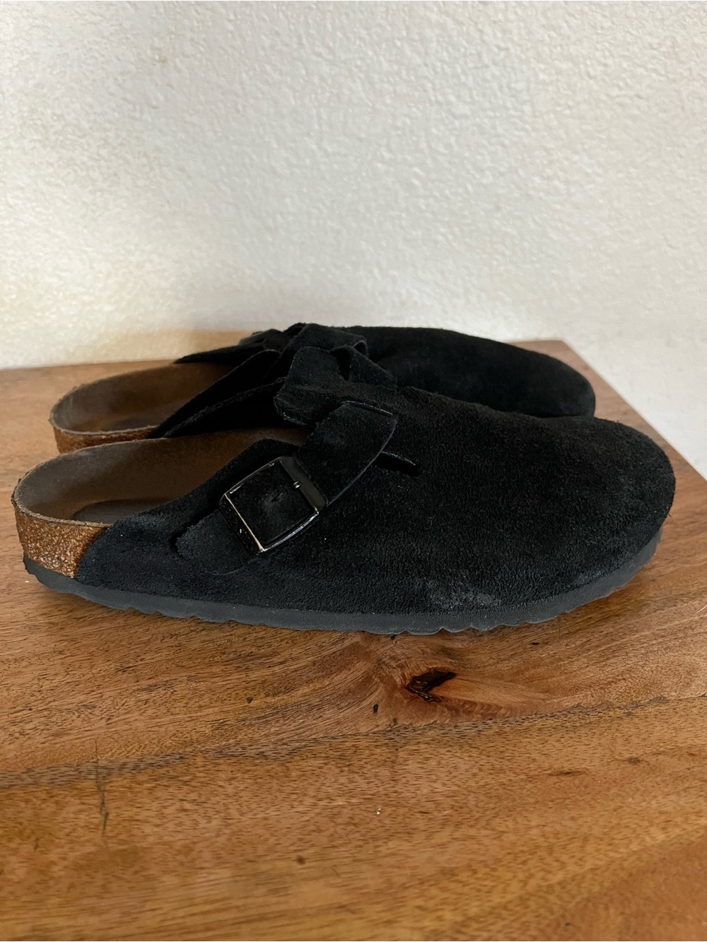 Birkenstock Boston Black Suede Sandal Clogs Size 39 L8-8.5 M 6-6.5
